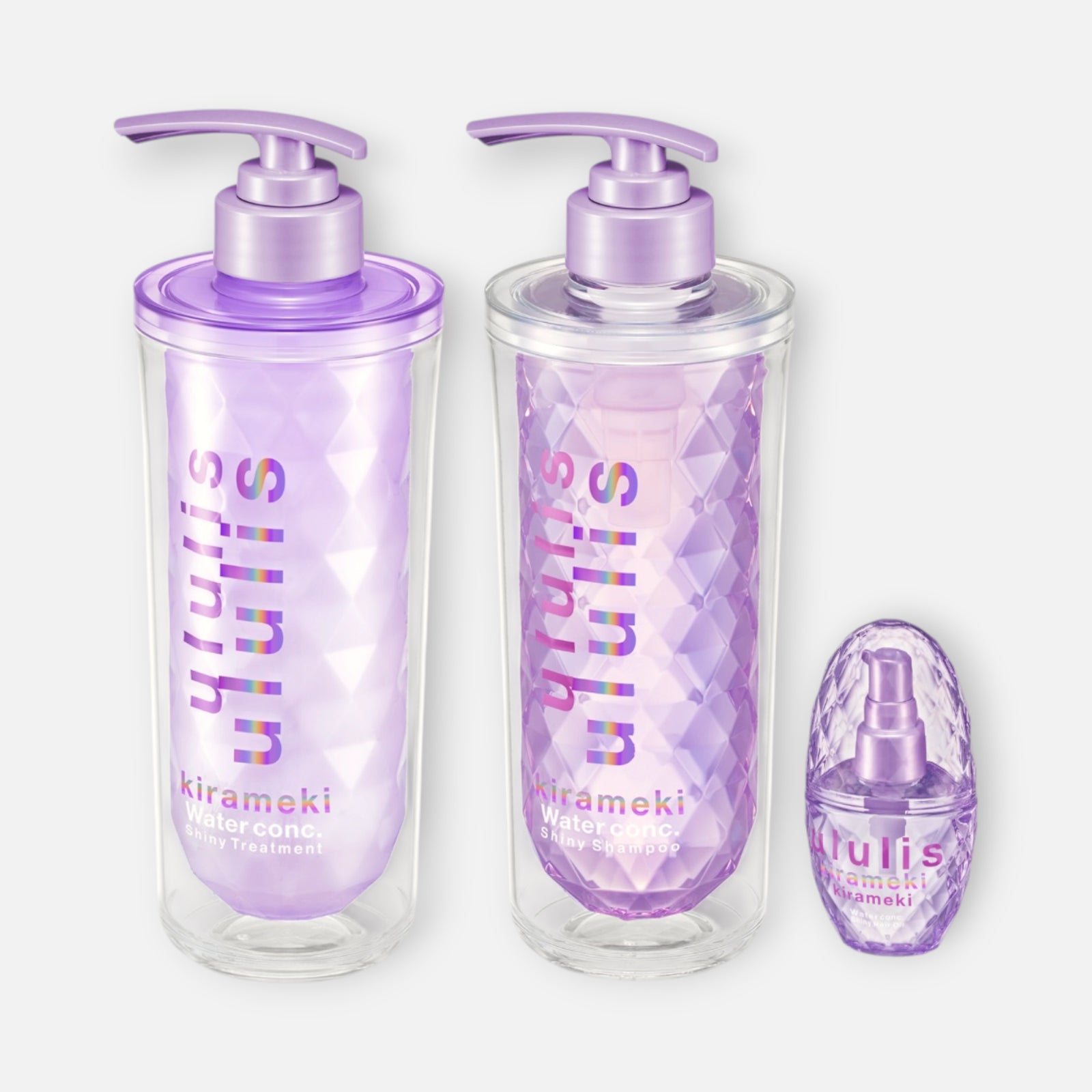 Ululis Kirameki Water Conc Shiny Hair Shampoo, Treatment & Hair Oil SET (340ml/335g + 100ml)