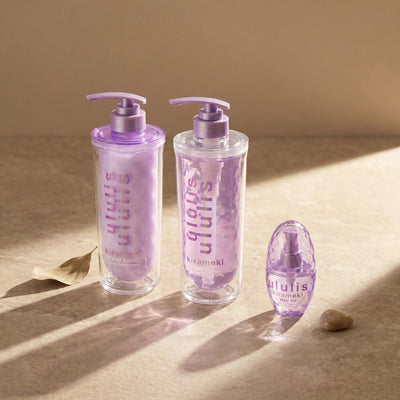 Ululis Kirameki Water Conc Shiny Hair Shampoo, Treatment & Hair Oil SET (340ml/335g + 100ml)