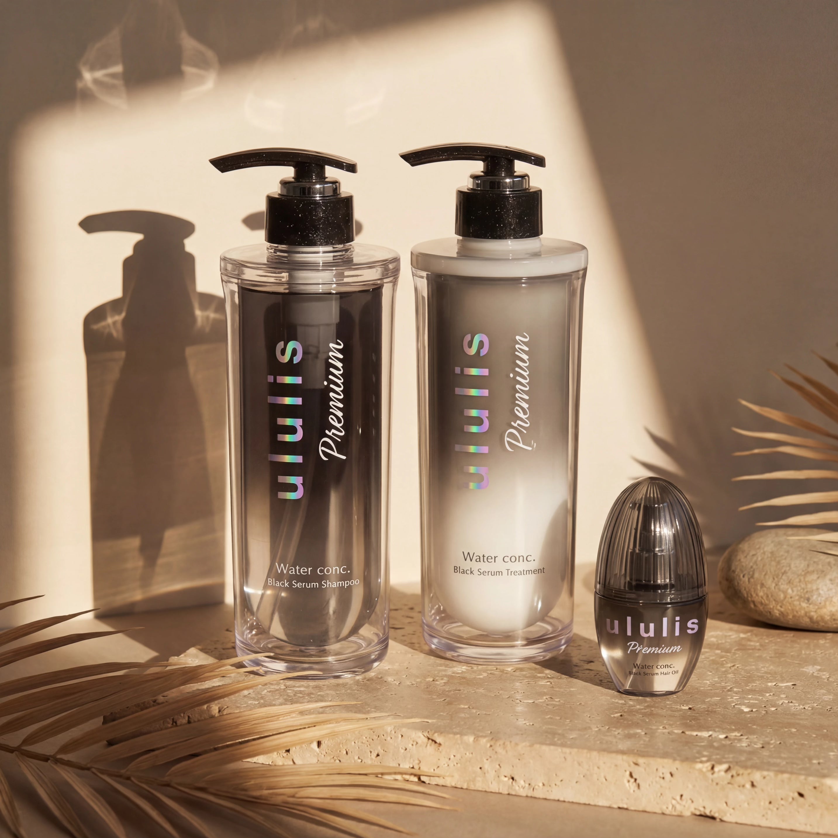 Ululis Premium Water Conc Black Serum Hair Shampoo, Treatment & Hair Oil SET (340ml/335g + 100ml)