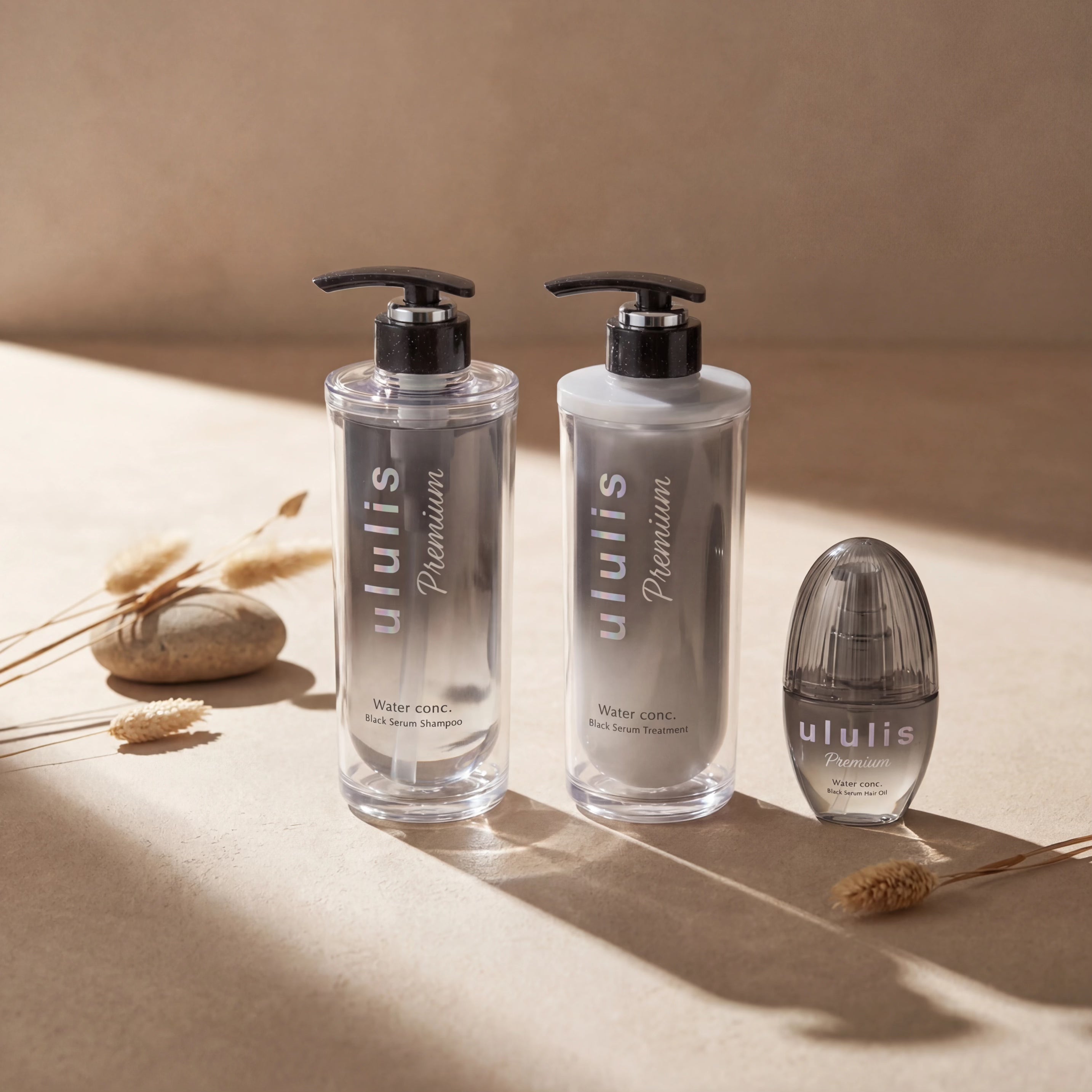 Ululis Premium Water Conc Black Serum Hair Shampoo, Treatment & Hair Oil SET (340ml/335g + 100ml)