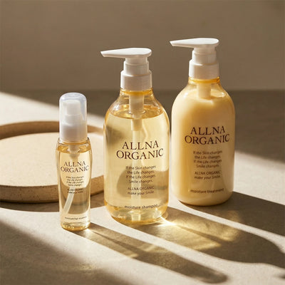 Allna Organic [Moisture] Shampoo, Treatment & Hair Oil Set (500ml x2 + 80ml)
