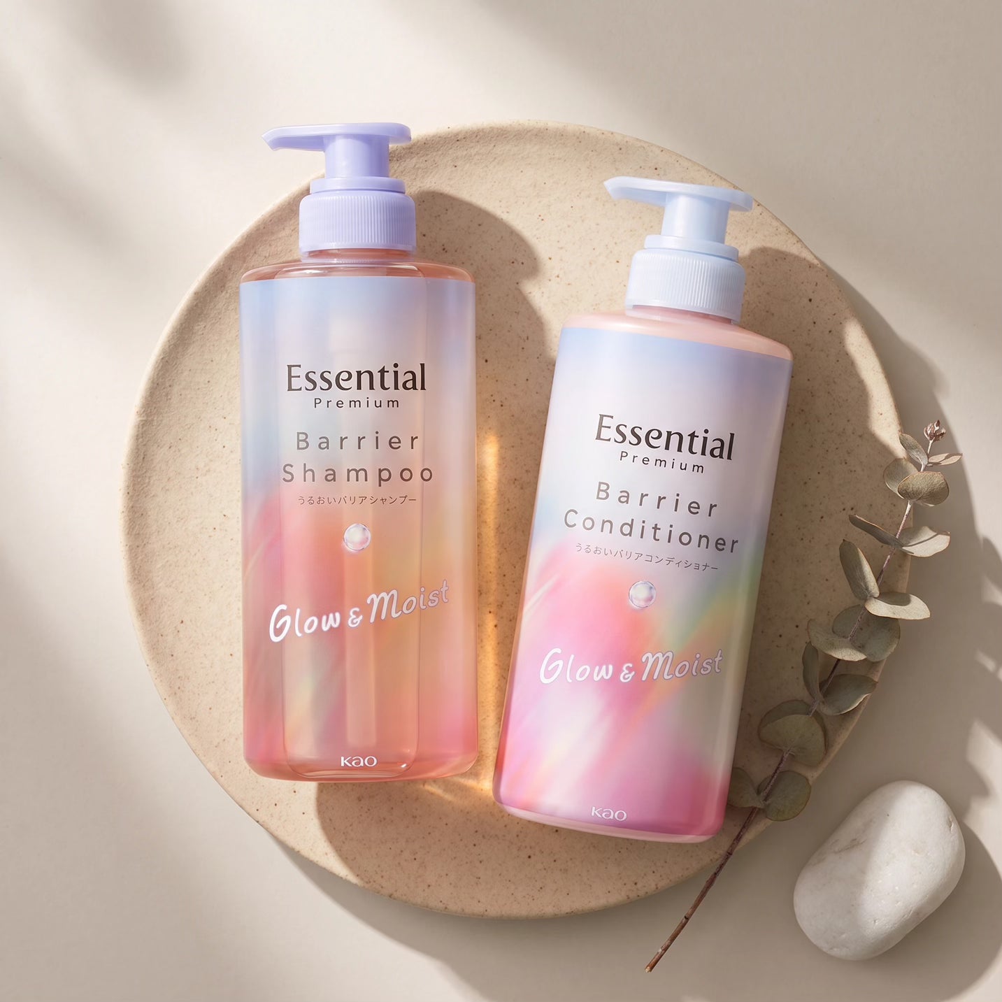 Kao Essential Premium Glow & Moist Shampoo & Conditioner Set (450ml Each)