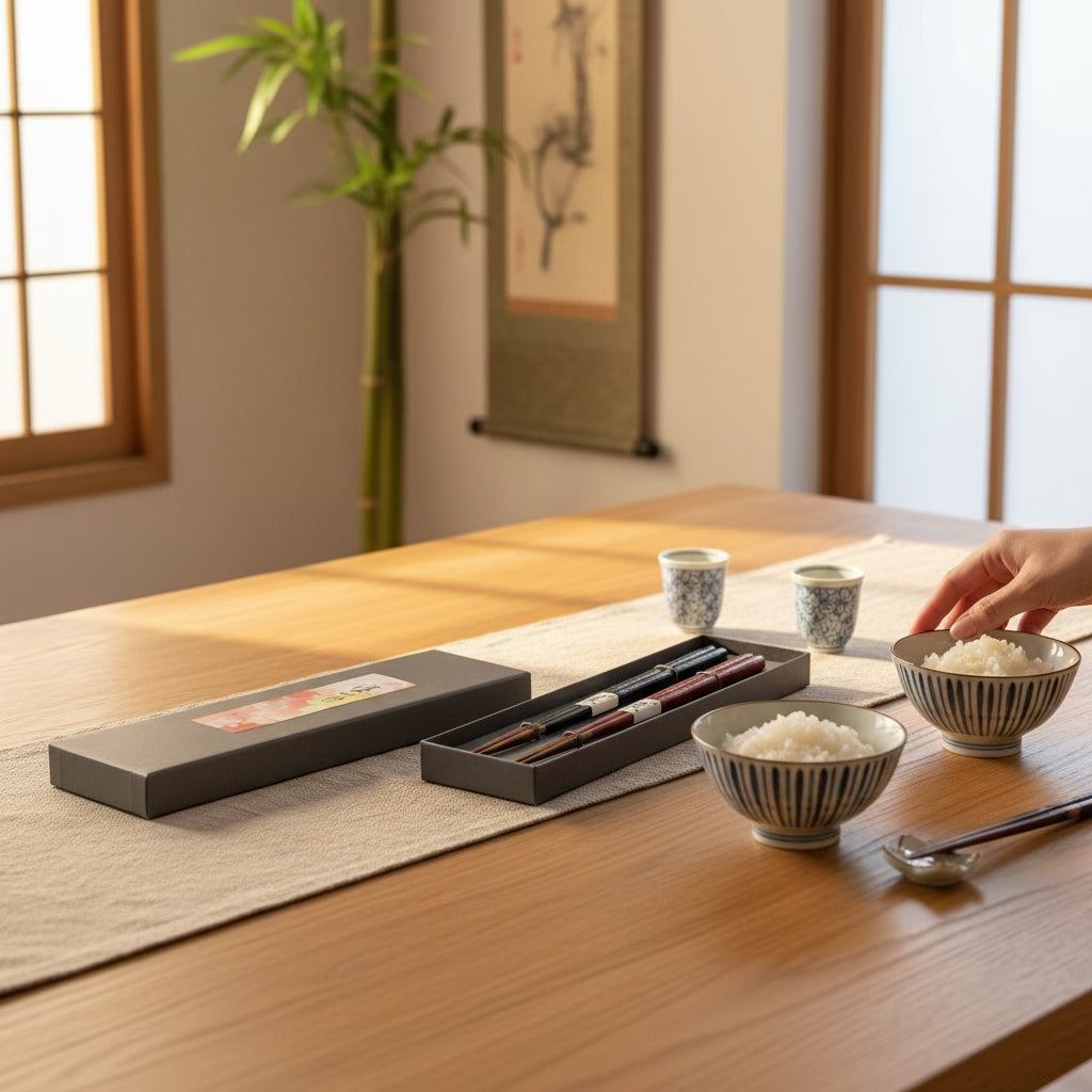 Black & Red Wooden Chopsticks (Pair Set)