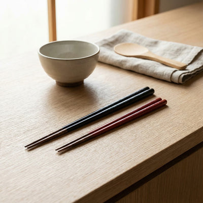 Black & Red Wooden Chopsticks (Pair Set)