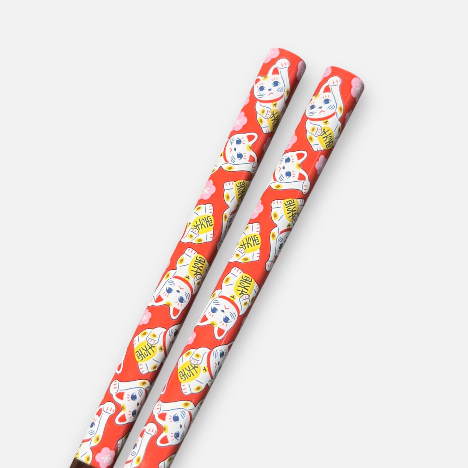 Daiso Natural Wood Good Luck Cat Design Chopstick