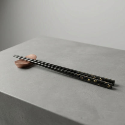 Daiso Natural Wood Small Golden Flowers Design Chopstick