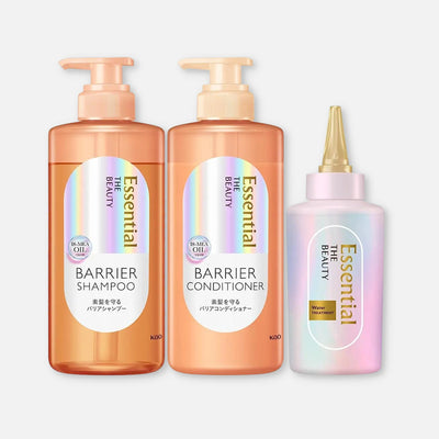 Kao Essential The Beauty Barrier Shampoo, Conditioner, Watery Treatment Set (450ml x2 + 200ml) - Buy Me Japan