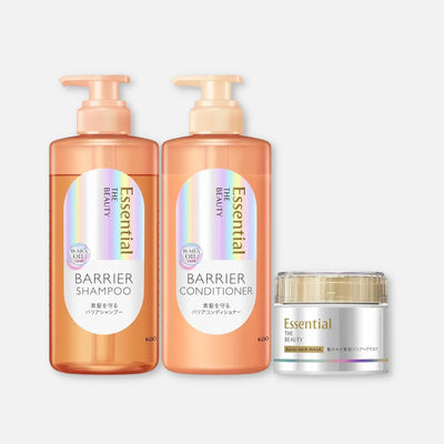 Kao Essential The Beauty Barrier Shampoo, Conditioner, Hair Mask Set (450ml x2 + 180g) - Buy Me Japan