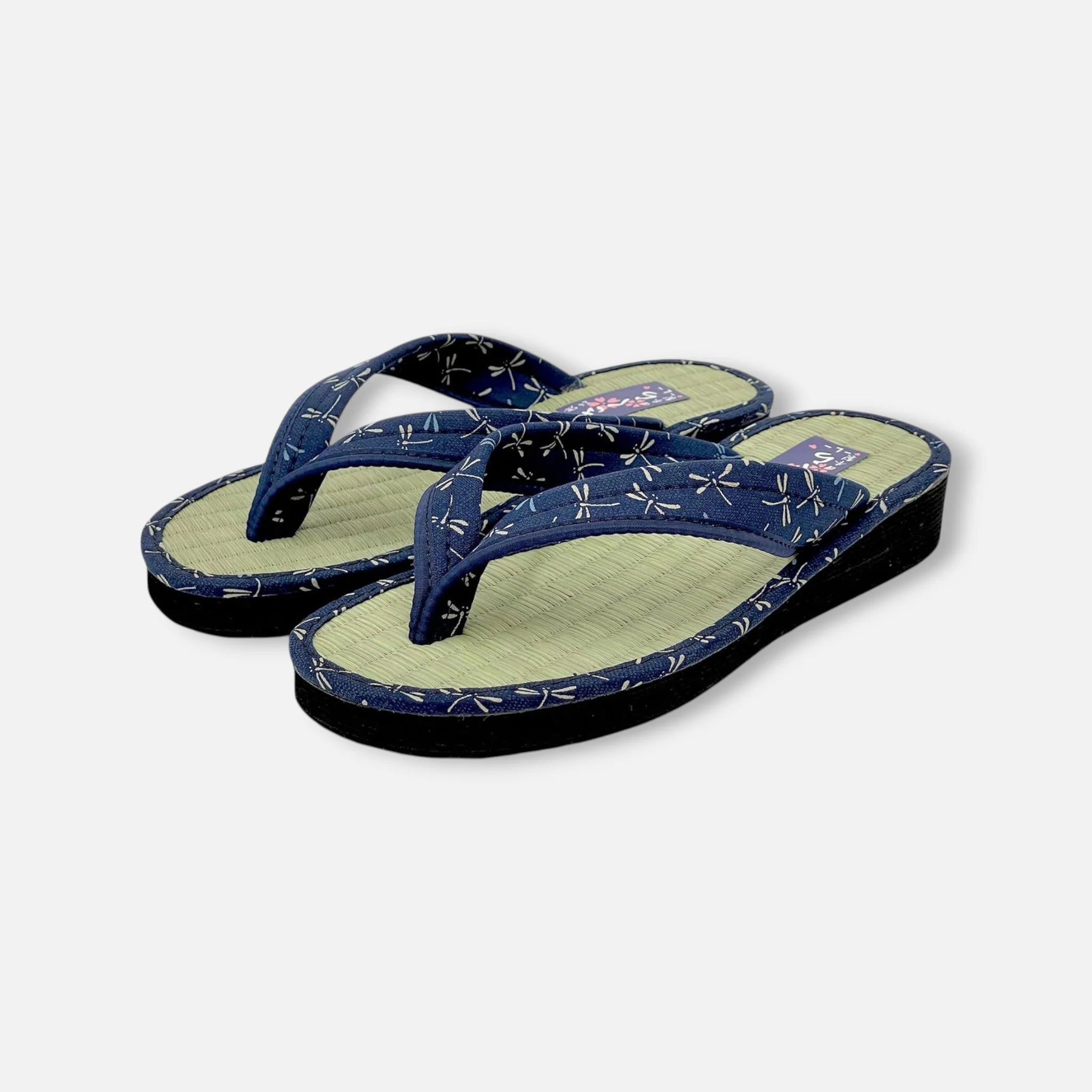 Japanese Pattern Tatami Style Women's Saldal (3560 Navy)
