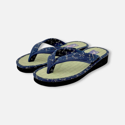 Japanese Pattern Tatami Style Women's Saldal (3560 Navy)