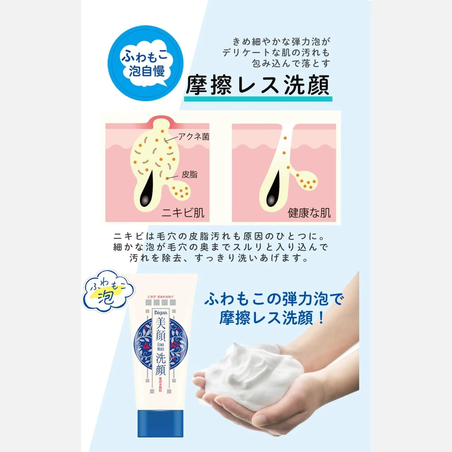 Meishoku Bigansui Acne Care Foam Face Cleanser 120g - Buy Me Japan