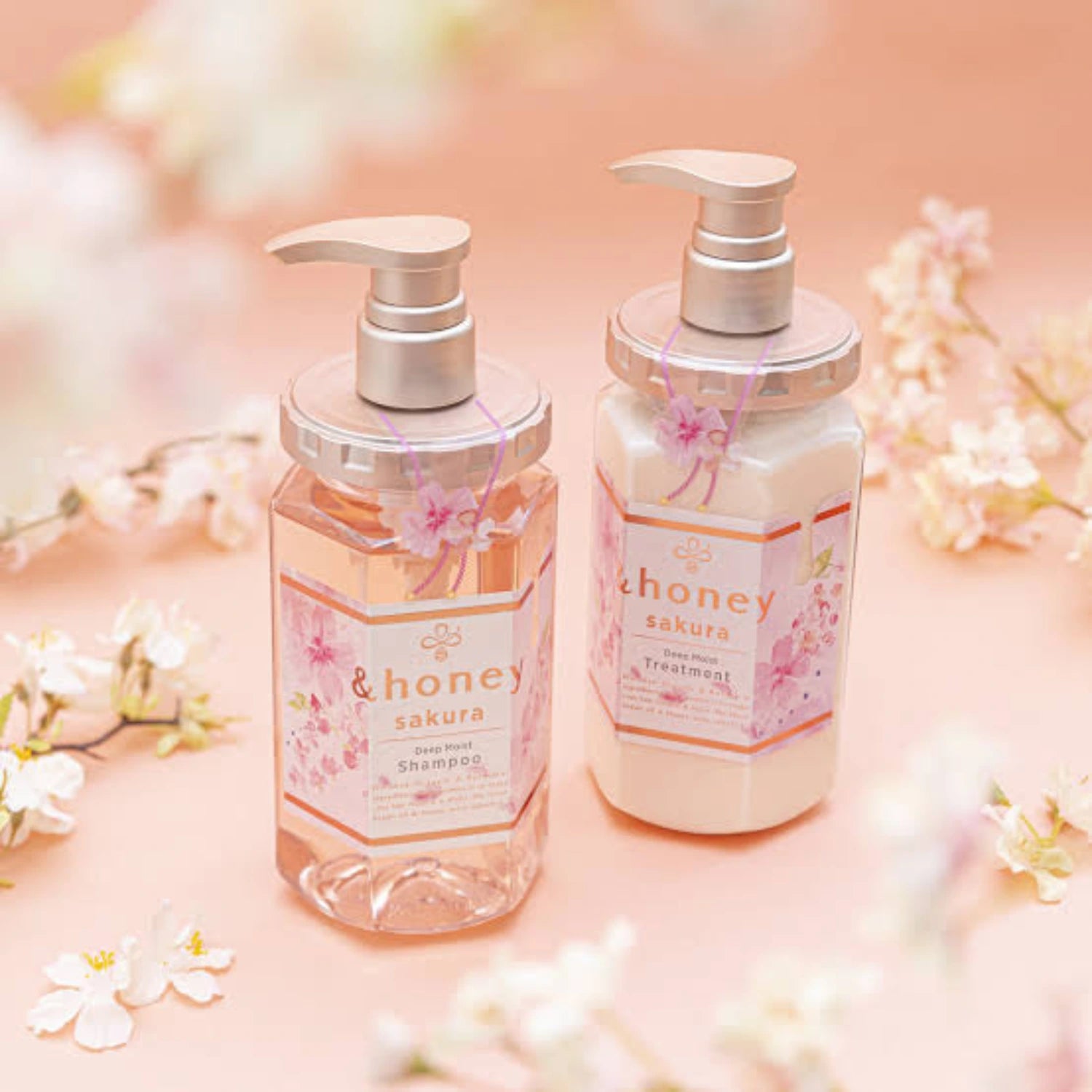 & Honey Sakura Limited Edition Shampoo & Treatment Set 440ml Each - Buy Me Japan