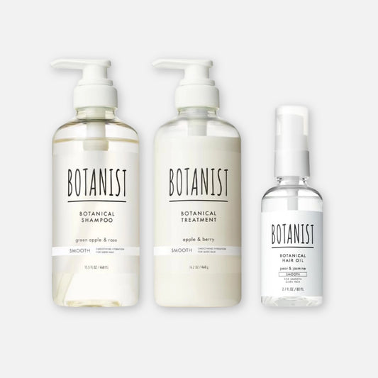 Botanist [Smooth] Shampoo, Treatment & Hair Oil Set (460ml x2 + 80ml) - Buy Me Japan