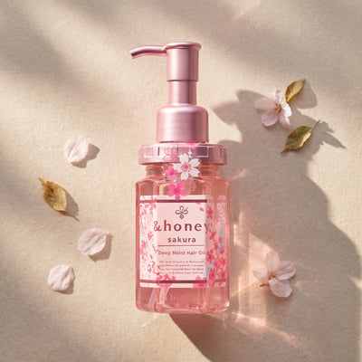 & Honey Sakura Limited Edition Deep Moist Hair Oil 100ml — GIFT TOP ANGLE