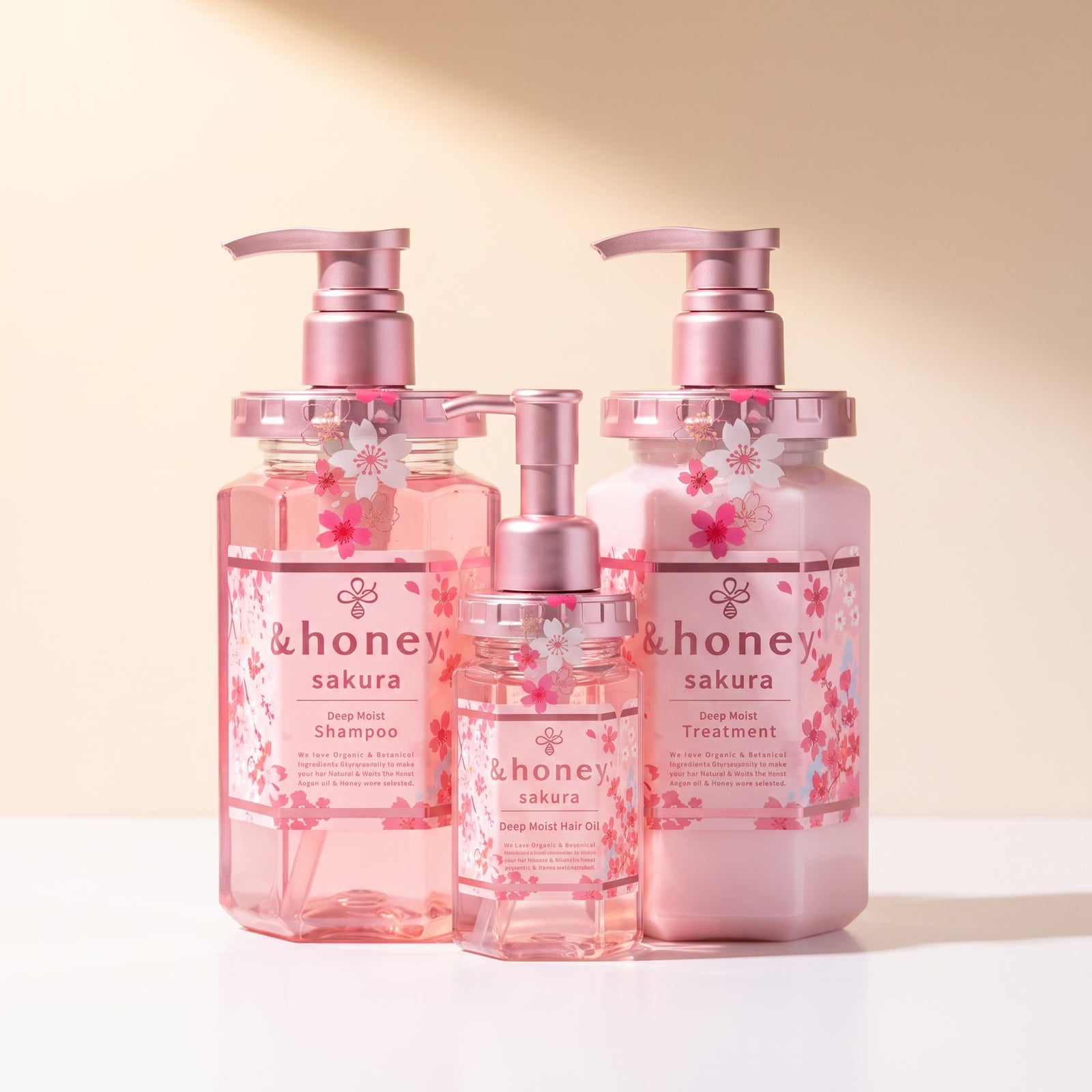 & Honey Sakura Limited Edition Shampoo 440ml, Treatment 445g & Hair Oil 100ml Set — GIFT MACRO