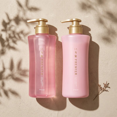 Kracie Ichikami PREMIER Silky Smooth Shampoo & Treatment Set 450ml + 450g — GIFT - TOP ANGLE
