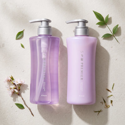 Kracie Ichikami PREMIER Repair Moist Shampoo & Treatment Set 450ml + 450g — GIFT - TOP ANGLE