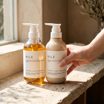 Nile Damage Care Shampoo & Treatment 400ml Each — on hand lifestyle view