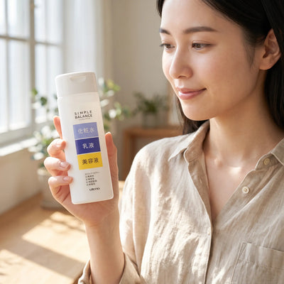Utena Simple Balance Hatomugi Lotion 220ml — on hand lifestyle view