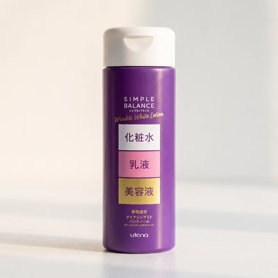 Utena Simple Balance Medicated Wrinkle White Lotion 220ml — macro lifestyle view