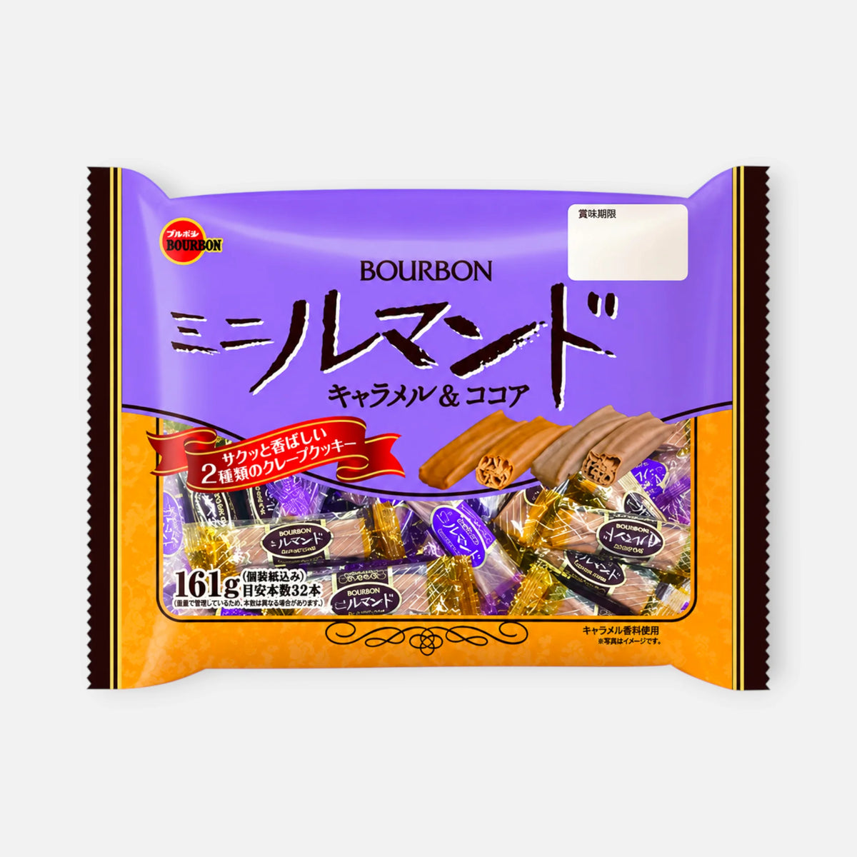 Bourbon Mini Rumando Caramel & Cocoa Crepe Cookies 161g