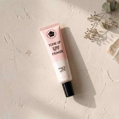 Hanajirushi Tone-Up UV Primer Pink Glow SPF50+ PA++++ 35g — GIFT - TOP ANGLE