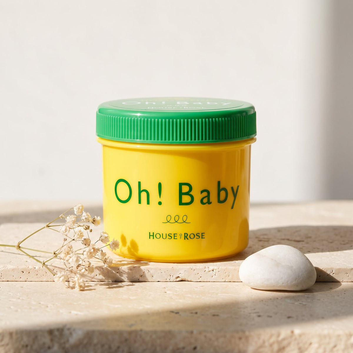 House Of Rose Oh!Baby Yuzu Lemon Body Scrub 350g - product styled on a warm neutral background