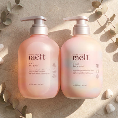 Kao Melt Moist Shampoo and Treatment Set 480ml Each - GIFT - TOP ANGLE