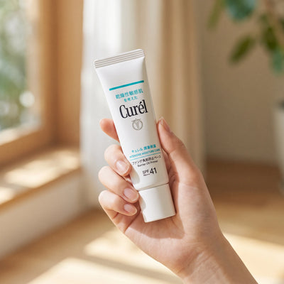 Kao Curél Foundation-Protecting Base SPF41 PA+++ 30g — on hand lifestyle view