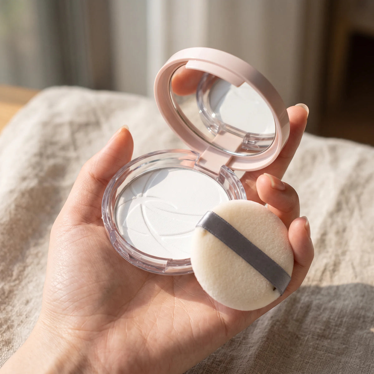 Cezanne Poreless Fix Powder CL Clear 11g — on hand lifestyle view