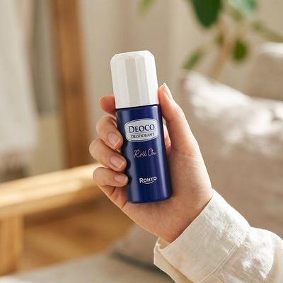 DEOCO Medicated Deodorant Roll-On 30ml — on hand lifestyle view