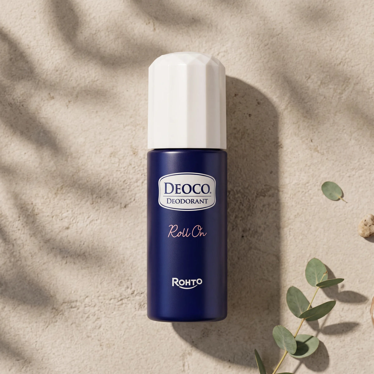DEOCO Medicated Deodorant Roll-On 30ml — top angle lifestyle view
