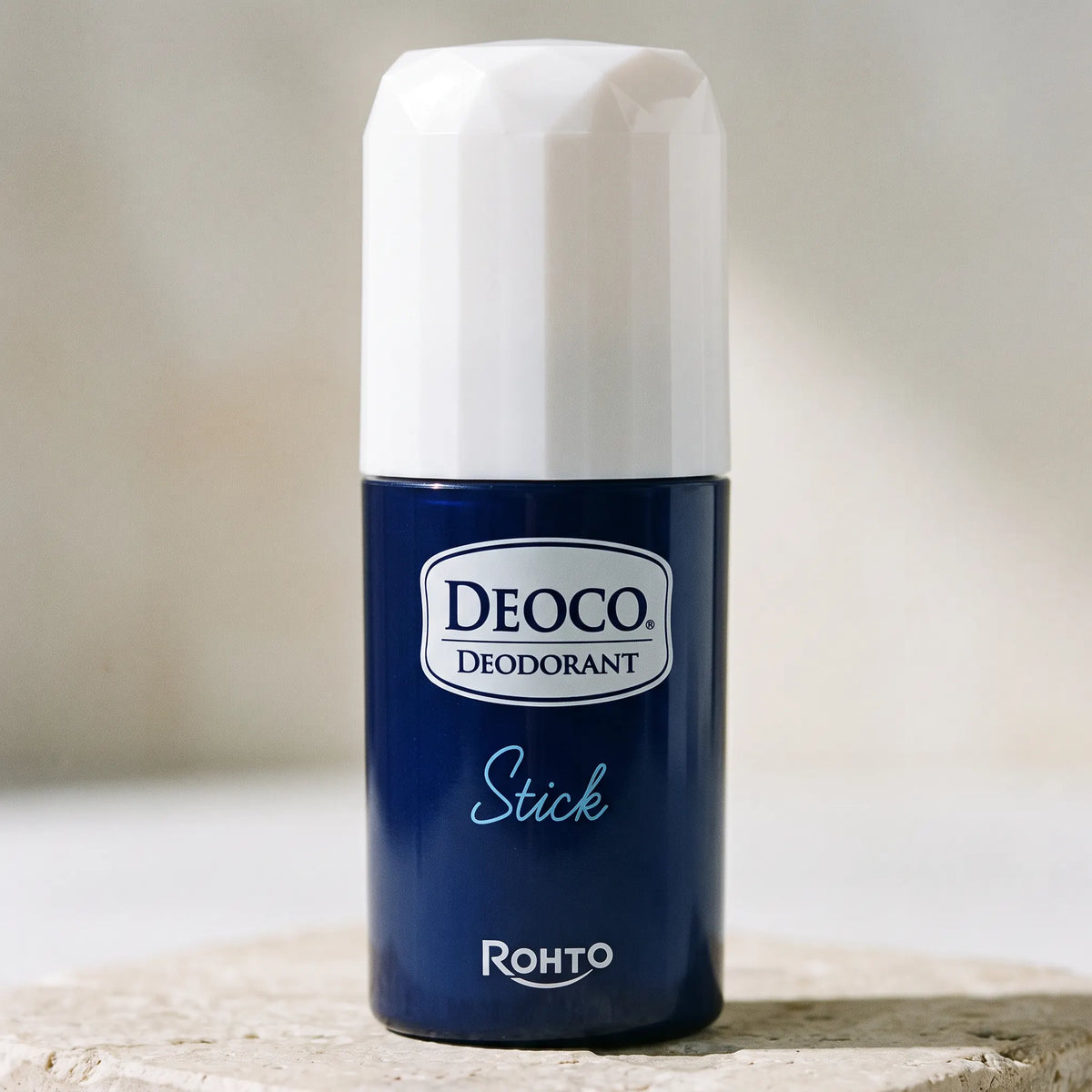 DEOCO Medicated Deodorant Stick 13g — macro lifestyle view