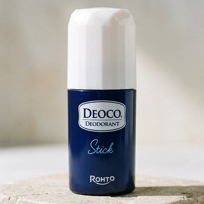 DEOCO Medicated Deodorant Stick 13g — macro lifestyle view