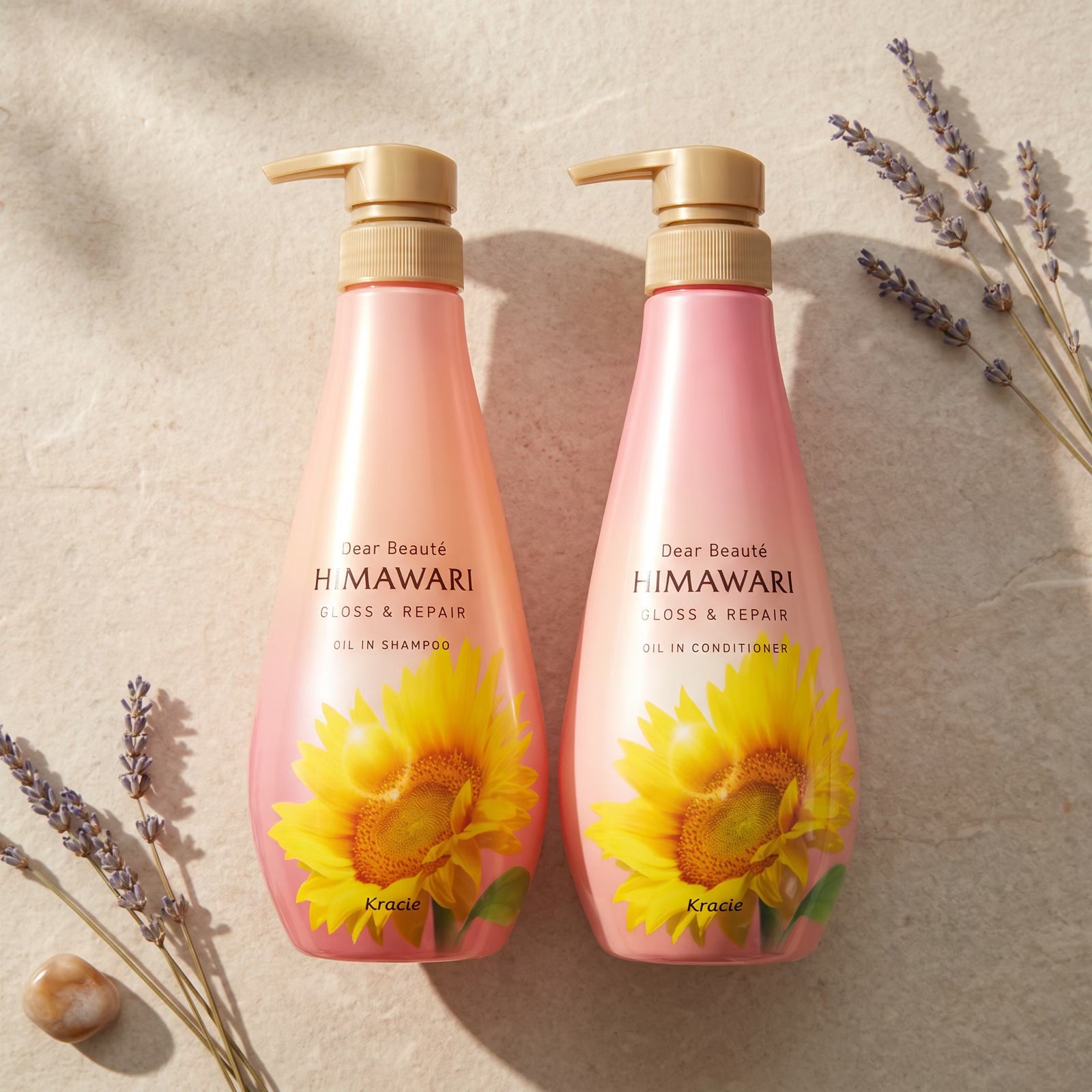 Kracie Himawari Gloss & Repair Shampoo & Conditioner Set (500ml Each) — GIFT TOP ANGLE