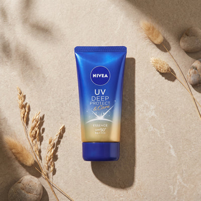 Nivea Japan UV Deep Protect & Care Essence SPF 50+ PA++++ 50g — GIFT TOP ANGLE