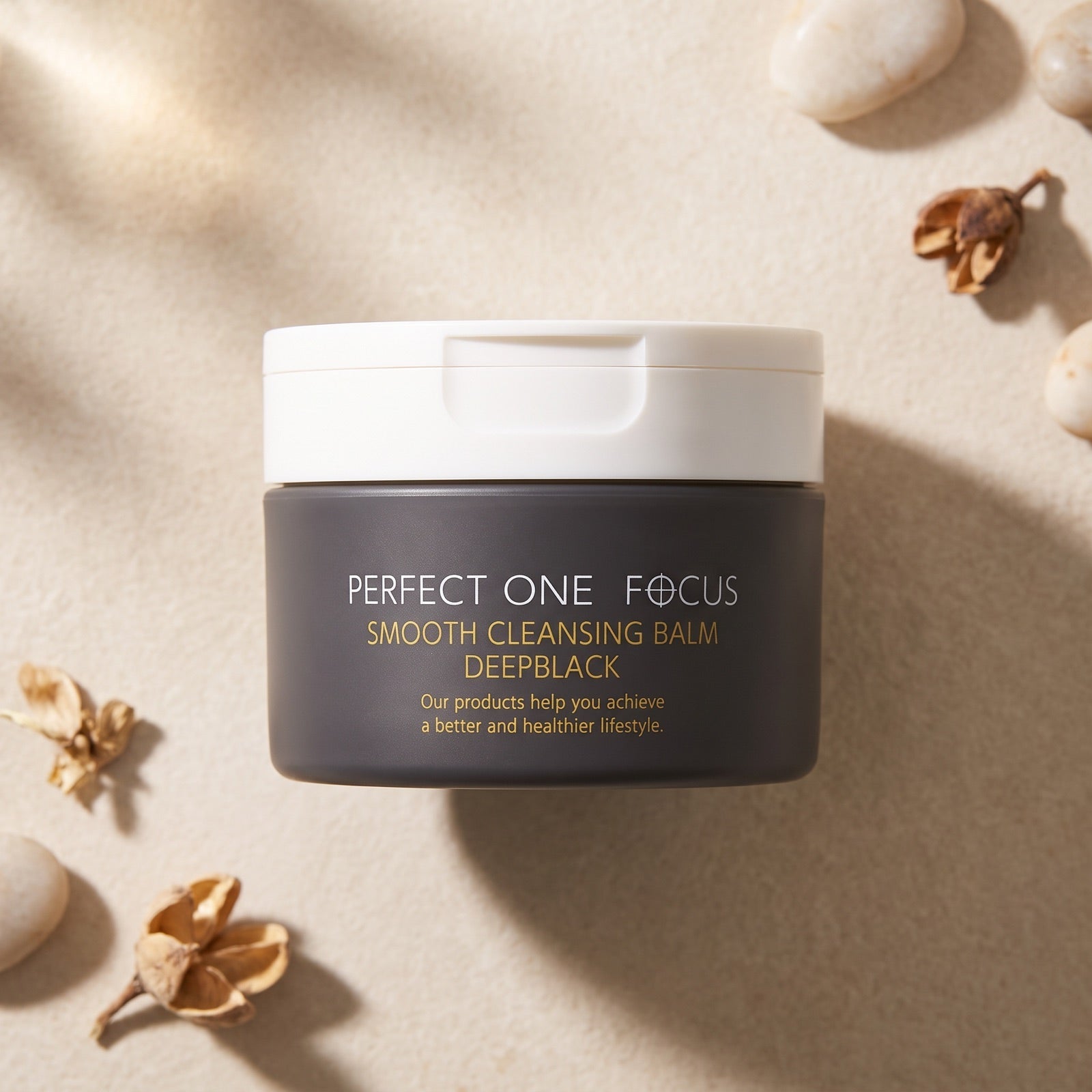 PERFECT ONE FOCUS Smooth Cleansing Balm Deep Black 75g top angle view