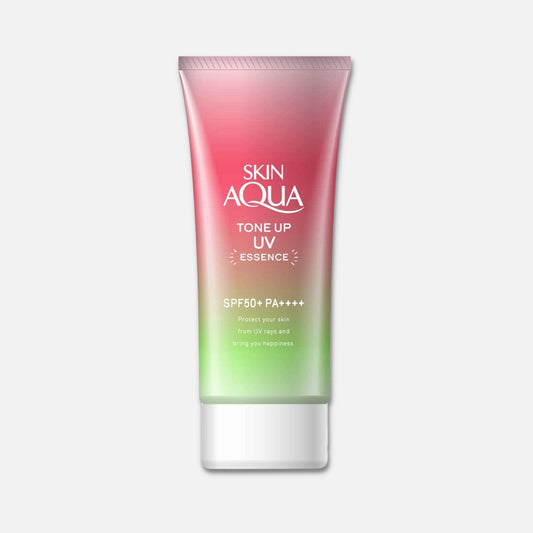 Skin Aqua Tone Up UV Essence Happiness Aura SPF 50+ PA++++ 80g - Buy Me Japan