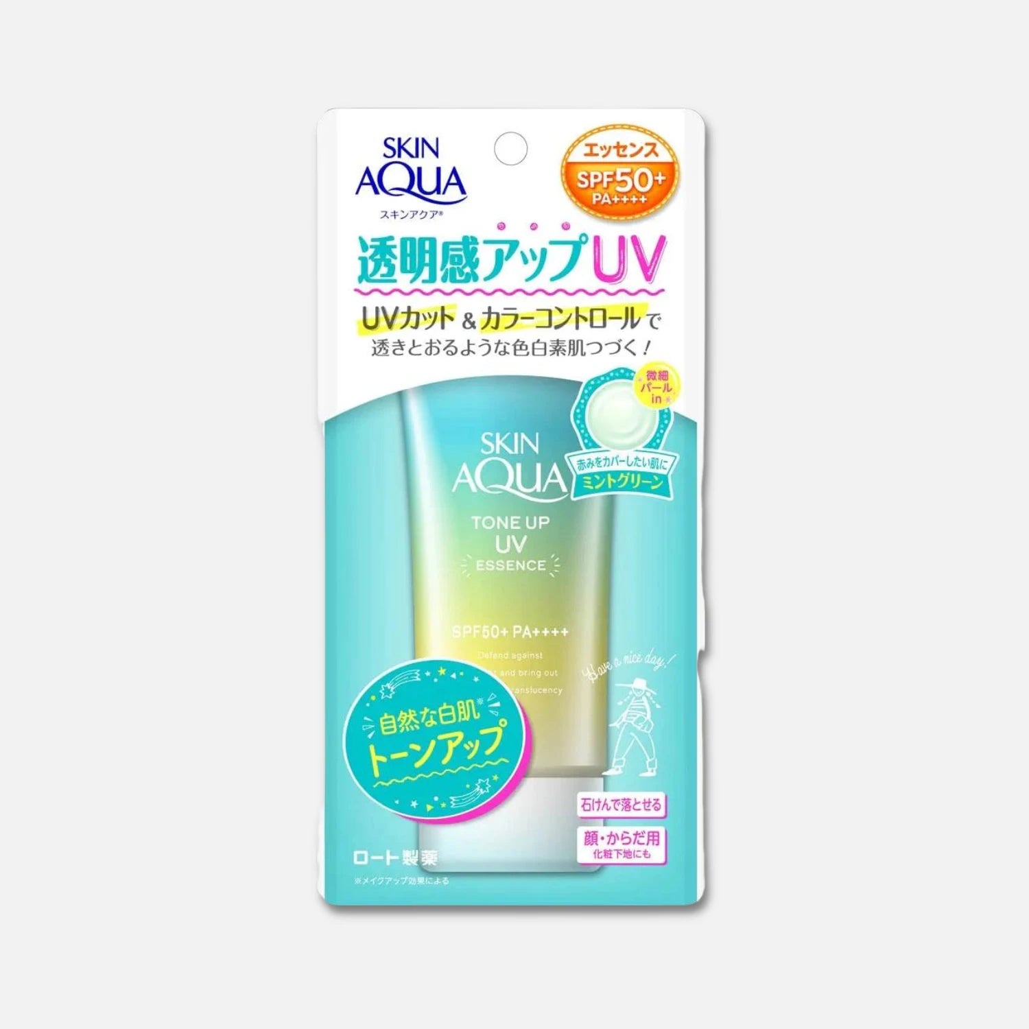 Skin Aqua Tone Up UV Essence Mint Green SPF 50+ PA++++ 80g - Buy Me Japan