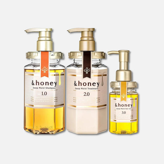 honey Melty Moist Repair Shampoo & Treatment & Rich Hair Oil Set And Honey