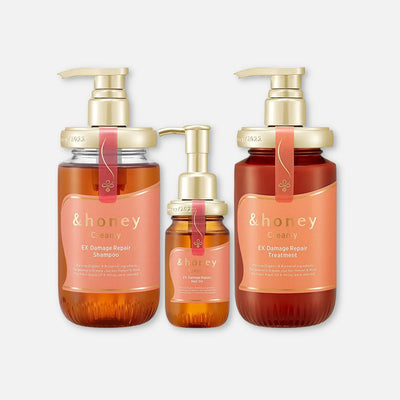 & Honey Creamy EX Damage Repair Shampoo, Treatment & Hair Oil Set 440ml Each + 100ml - Buy Me Japan