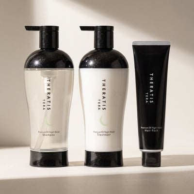Theratis Tera Premium EX Night Moist Shampoo, Treatment & Hair Mask Set 435ml x2 + 130g — GIFT MACRO