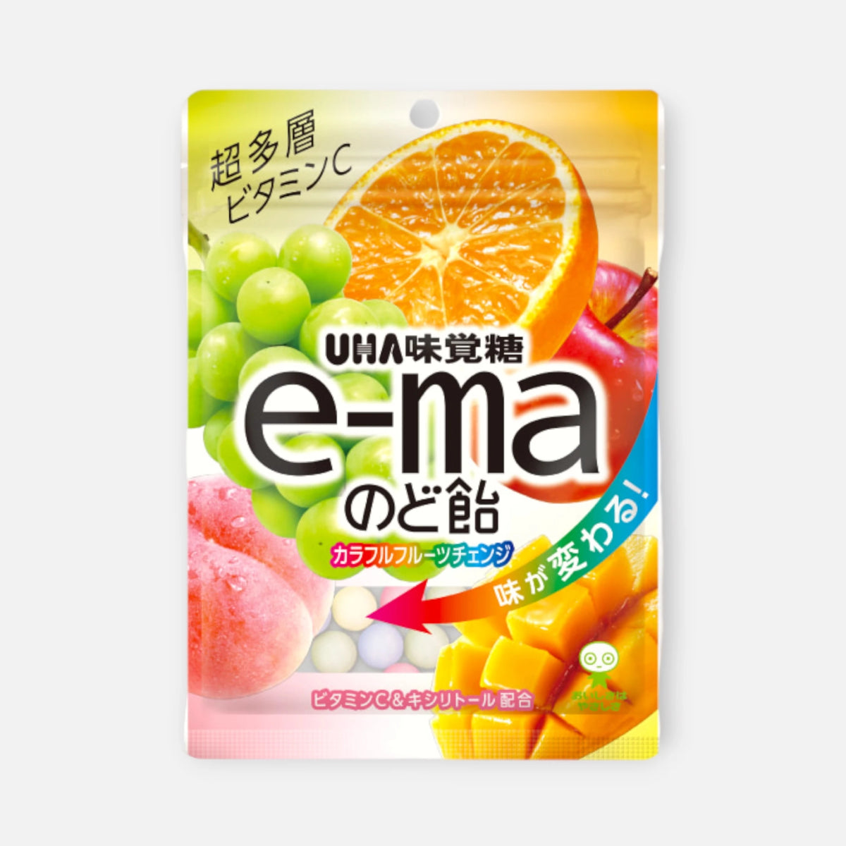 UHA Mikakuto e-ma Throat Candy Colorful Fruit Change 50g package